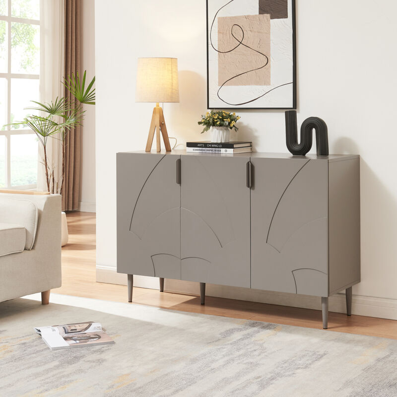 Sideboard Starvili Mit 3 Türen 75x115x38 Cm Grau [en.casa]