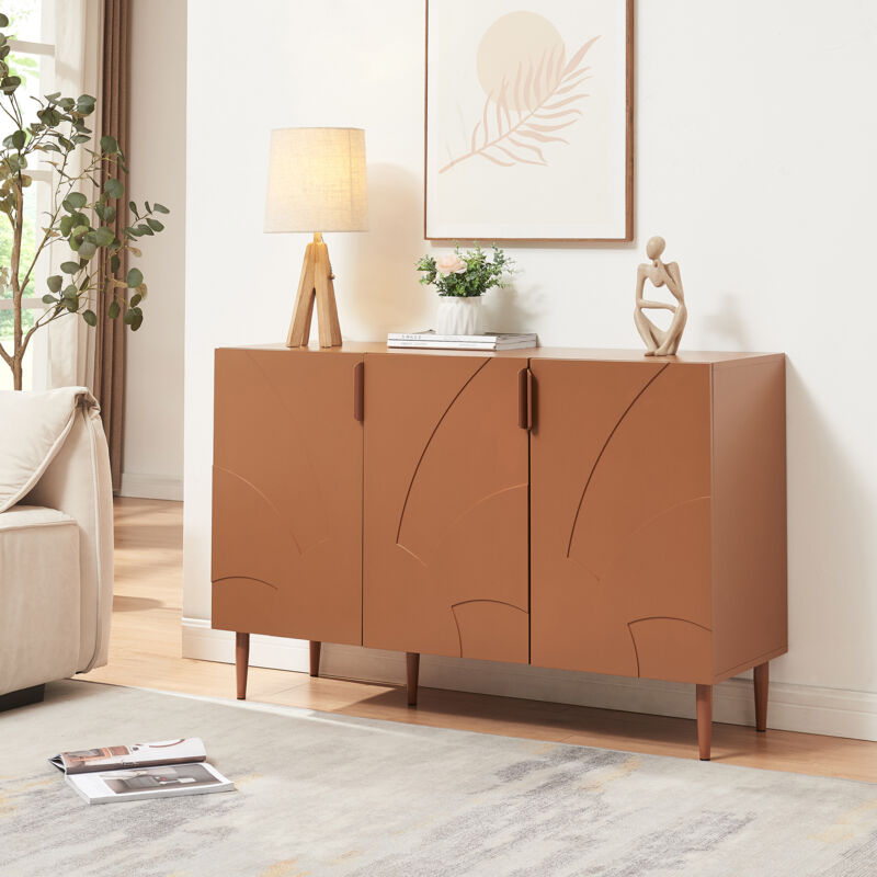 Sideboard Starvili Mit 3 Türen 75x115x38 Cm Rostfarben [en.casa]