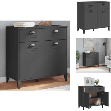 Sideboard VIKEN Anthrazit 80x40x80 cm Holzwerkstoff - Industrielles Design - Sideboard - Wohnzimmermöbel - Holzwerkstoff - Anthrazit Grau