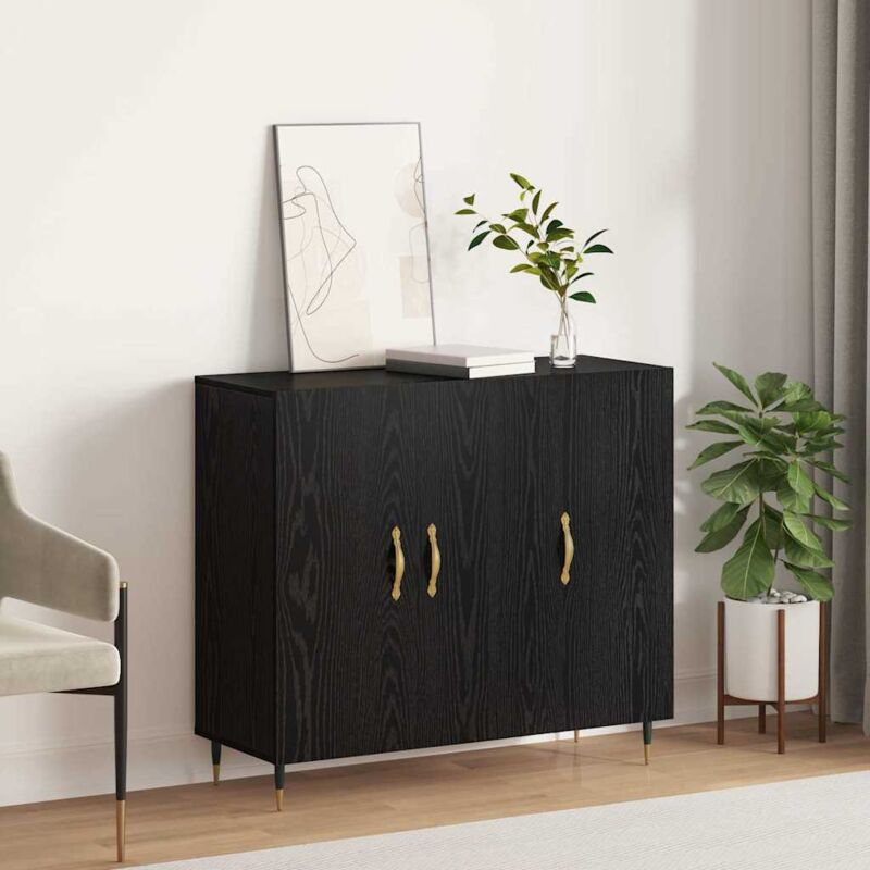 Sideboard Schwarz 90 X 34 X 80 Cm Holzwerkstoff Vidaxl