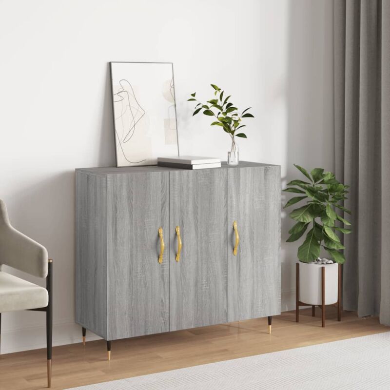 Sideboard Grau Sonoma 90x34x80 Cm Holzwerkstoff Vidaxl