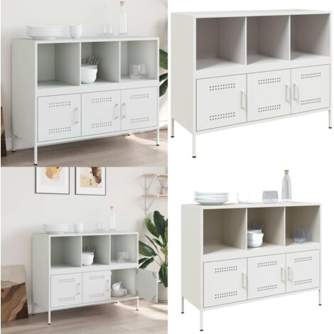 Sideboard Weiß 100,5x39x79 cm Stahl - Industriestyl - Sideboard - Regal - Aufbewahrung - Wohnraum - Home & Living