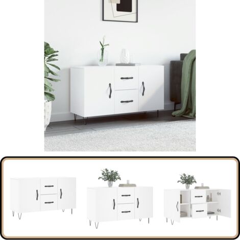 Sideboard Weiß 100x36x60 cm Holzwerkstoff - Schreibtisch - Wohnzimmermöbel - Sideboard - Regal - Aufbewahrung