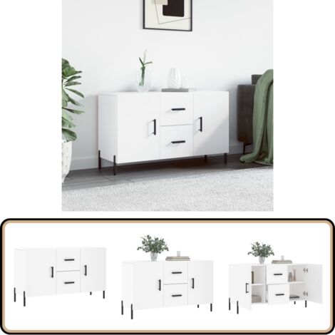Sideboard Weiß 100x36x60 cm Holzwerkstoff - Schreibtisch - Wohnzimmermöbel - Sideboard - Regal - Aufbewahrung