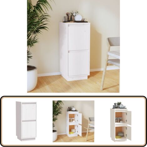 Sideboard Weiß 31,5x34x75 cm Massivholz Kiefer - Holz Sideboard - Weißer Sideboard - Schreibtisch - Regal - Wohnraum Dekoration