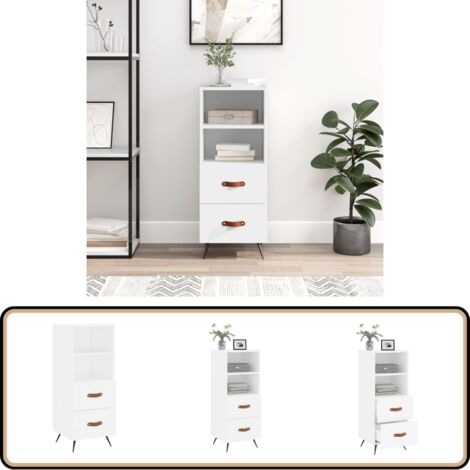 Sideboard Weiß 34,5x34x90 cm Holzwerkstoff - Schreibtisch - Wohnzimmermöbel - Sideboard - Regal - Aufbewahrung