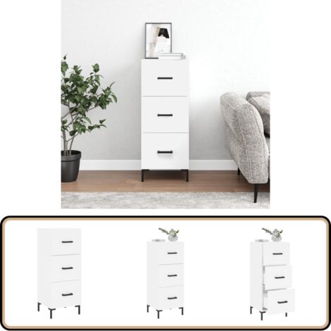 Sideboard Weiß 34,5x34x90 cm Holzwerkstoff - Schreibtisch - Wohnzimmermöbel - Sideboard - Regal - Aufbewahrung