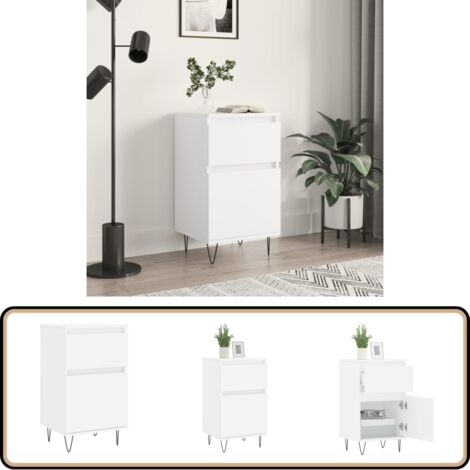 Sideboard Weiß 40x35x70 cm Holzwerkstoff - Schreibtisch - Wohnzimmermöbel - Sideboard - Regal - Aufbewahrung