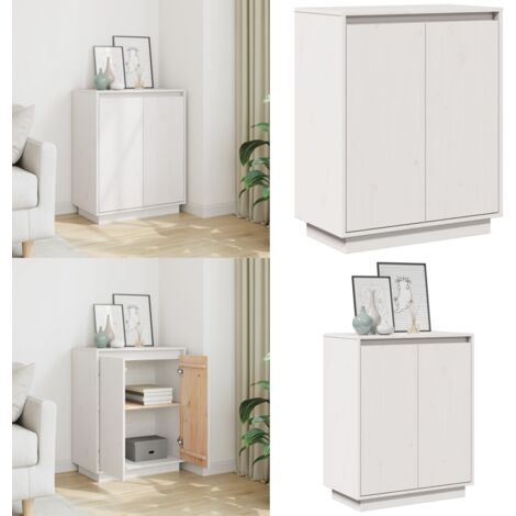 Sideboard Weiß 60x34x75 cm Massivholz Kiefer - Schreibtisch - Sideboard - Regal - Holzmöbel - Weißer Schreibtisch - Home & Living