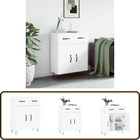 Sideboard Weiß 69,5x34x90 cm Holzwerkstoff - Schreibtisch - Wohnzimmermöbel - Sideboard - Regal - Aufbewahrung