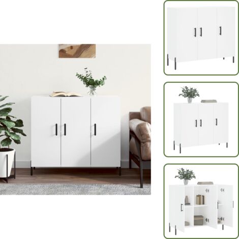 Sideboard Weiß 90x34x80 cm Holzwerkstoff - Schreibtisch - Wohnzimmermöbel - Sideboard - Regal - Aufbewahrung