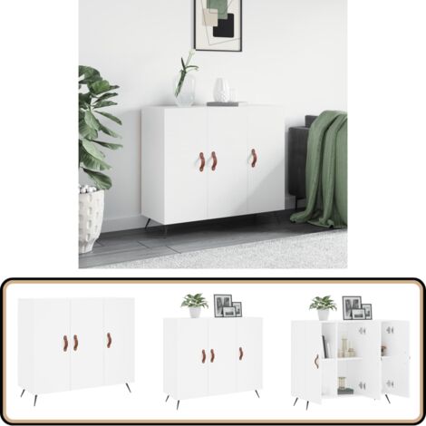 Sideboard Weiß 90x34x80 cm Holzwerkstoff - Schreibtisch - Wohnzimmermöbel - Sideboard - Regal - Aufbewahrung
