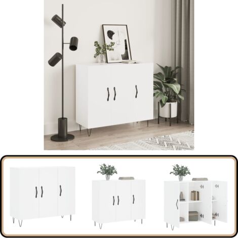Sideboard Weiß 90x34x80 cm Holzwerkstoff - Schreibtisch - Wohnzimmermöbel - Sideboard - Regal - Aufbewahrung