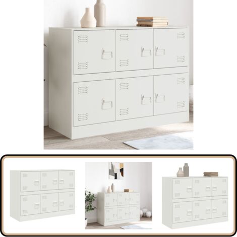Sideboard Weiß 99x39x73 cm Stahl - Schreibtisch - Wohnzimmermöbel - Sideboard - Regal - Aufbewahrungsraum