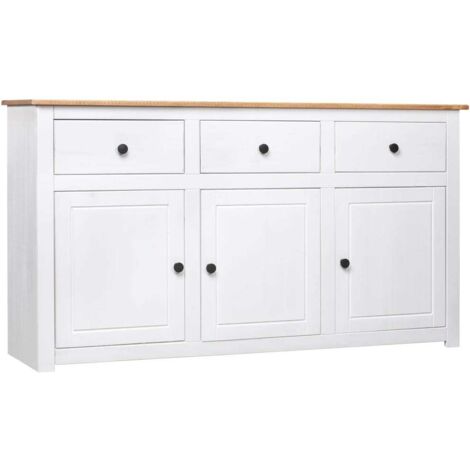 Sideboard White 135x40x80 cm Solid Pinewood Panama Range vidaXL