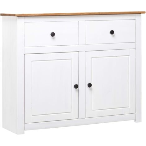 Sideboard White 93x40x80 cm Solid Pinewood Panama Range vidaXL