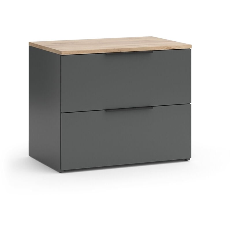 Sideboard Wido, Anthracite, 60 x 50 cm avec 2 tiroirs Vicco