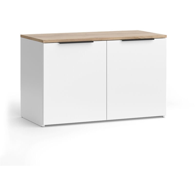 Vicco - Sideboard Wido, Blanc/Sonoma, 80x50cm avec 2 portes
