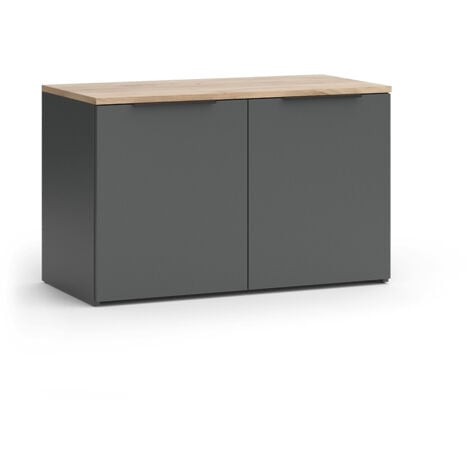 Sideboard Wido, Anthracite, 80 x 50 cm avec 2 portes, Vicco