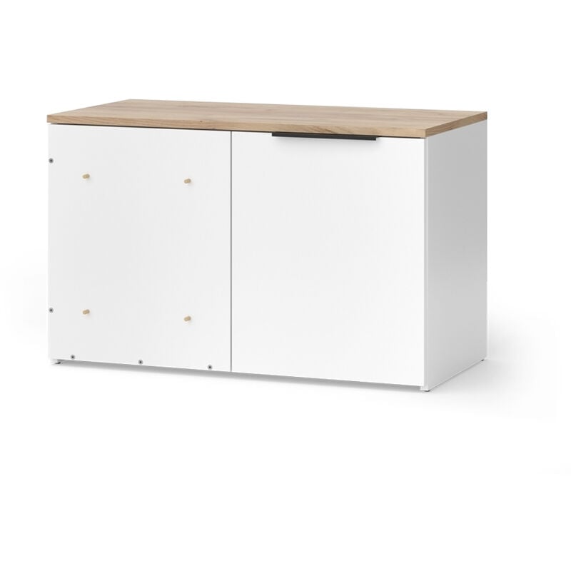 Commode d'angle Wido, Blanc/Sonoma, 80x50cm avec porte Vicco