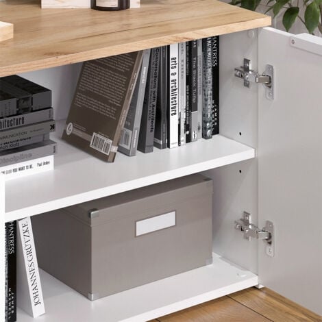 Sideboard Wido, Blanc/Sonoma, 80x50cm avec 2 portes, Vicco