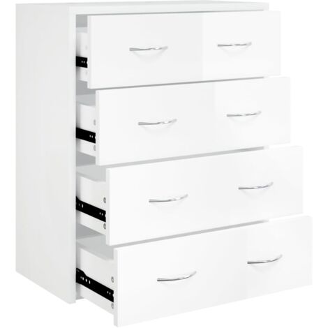 Sideboard with 4 Drawers 60x30.5x71 cm High Gloss White vidaXL