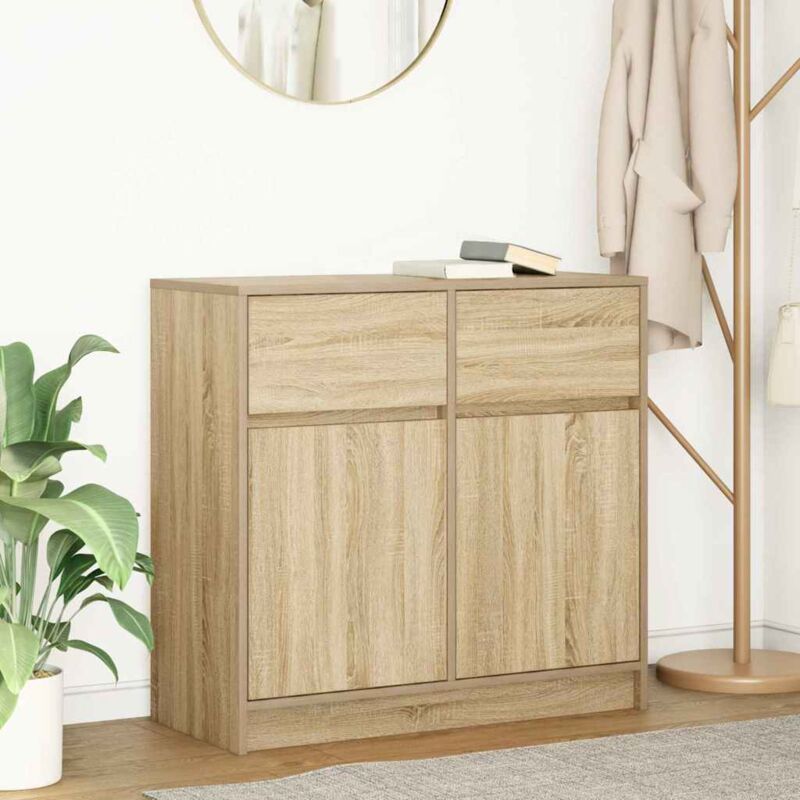 Sideboard With Drawer Sonoma Oak 80x34x76 Cm Engineered Wood Vidaxl