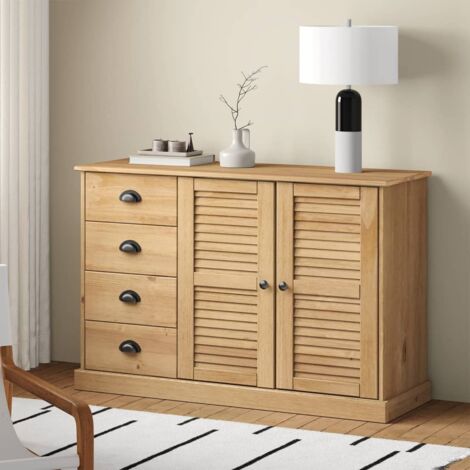 Sideboard with Drawers VIGO 113x40x75 cm Solid Wood Pine vidaXL