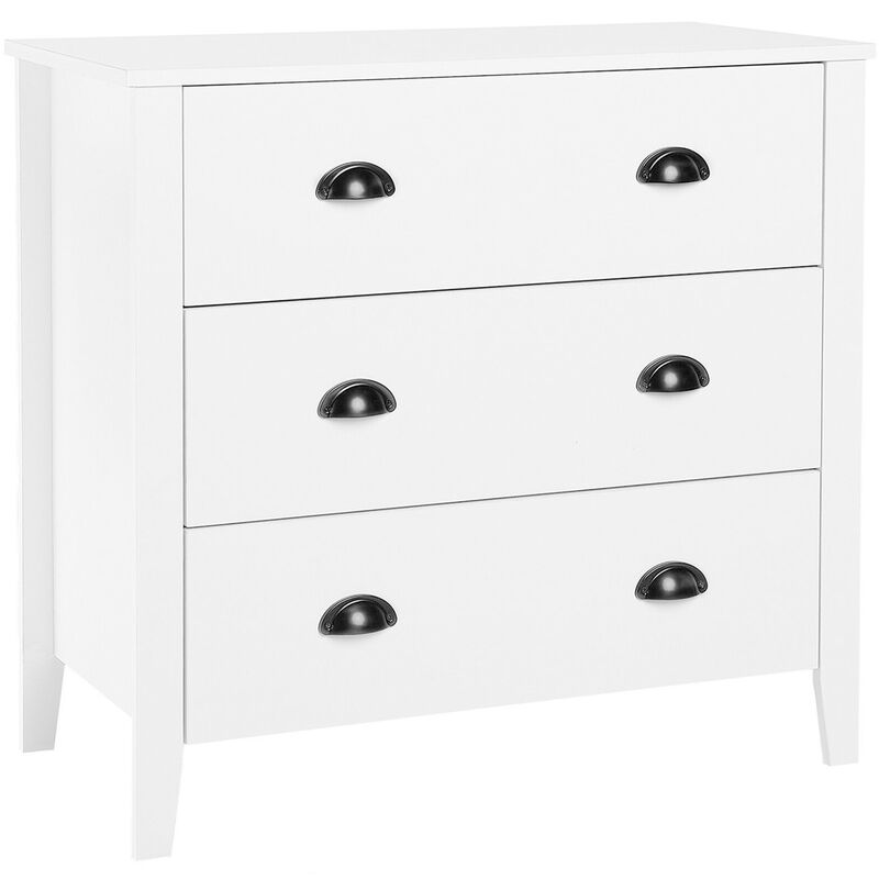Modern Sideboard Matte Cabinet Chest 3 Drawers Storage Living Room White Donovan