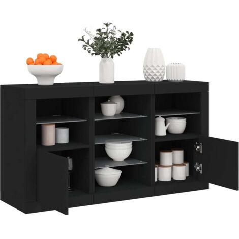 Sideboard with LED Lights Black 123x37x67 cm vidaXL