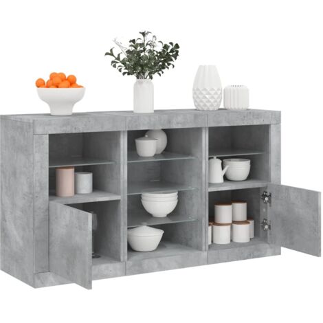 Sideboard with LED Lights Concrete Grey 123x37x67 cm vidaXL