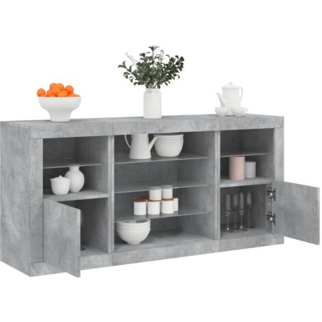 Sideboard with LED Lights Concrete Grey 142.5x37x67 cm vidaXL