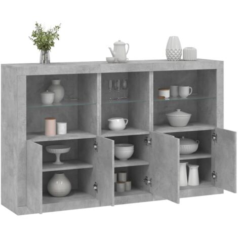Sideboard with LED Lights Concrete Grey 162x37x100 cm vidaXL