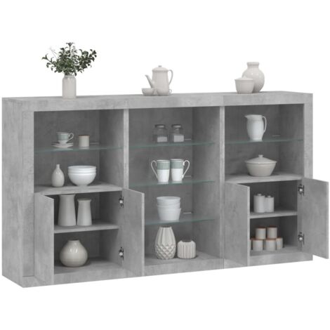 Sideboard with LED Lights Concrete Grey 181.5x37x100 cm vidaXL