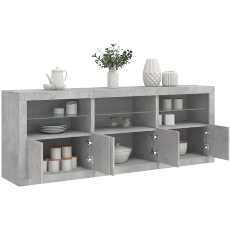 Sideboard with LED Lights Concrete Grey 181.5x37x67 cm vidaXL