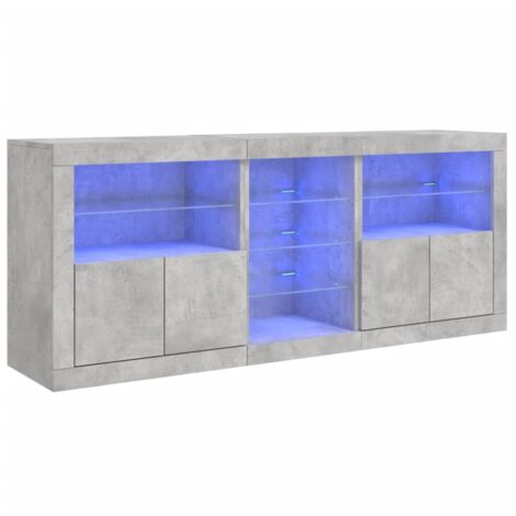 Sideboard with LED Lights Concrete Grey 181.5x37x67 cm vidaXL