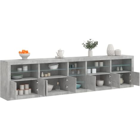 Sideboard with LED Lights Concrete Grey 283x37x67 cm vidaXL