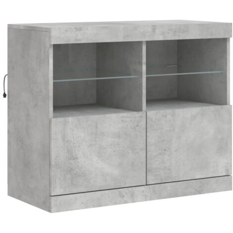 Sideboard with LED Lights Concrete Grey 81x37x67 cm vidaXL