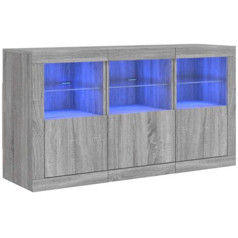 Sideboard with LED Lights Grey Sonoma 123x37x67 cm vidaXL