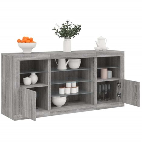 Sideboard with LED Lights Grey Sonoma 142.5x37x67 cm vidaXL