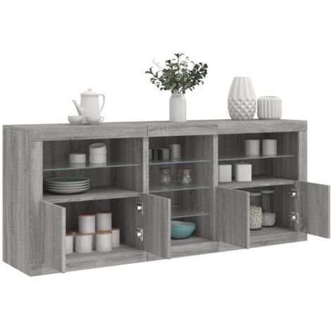 Sideboard with LED Lights Grey Sonoma 181.5x37x67 cm vidaXL