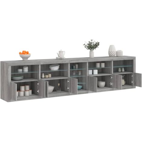 Sideboard with LED Lights Grey Sonoma 283x37x67 cm vidaXL