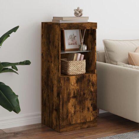 Sideboard with LED Lights Smoked Oak 41x37x100 cm vidaXL