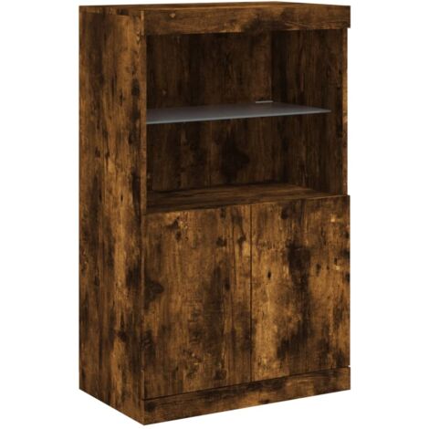 Sideboard with LED Lights Smoked Oak 60.5x37x100 cm vidaXL