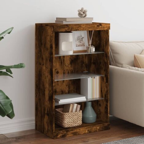 Sideboard with LED Lights Smoked Oak 60.5x37x100 cm vidaXL