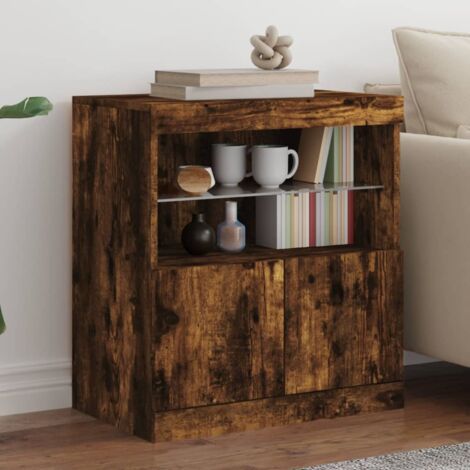 Sideboard with LED Lights Smoked Oak 60x37x67 cm vidaXL