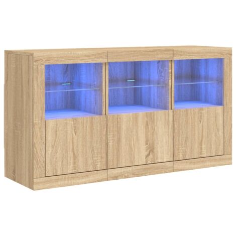 Sideboard with LED Lights Sonoma Oak 123x37x67 cm vidaXL
