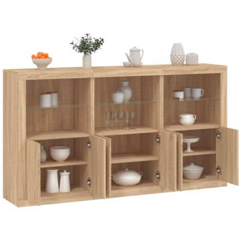 Sideboard with LED Lights Sonoma Oak 181.5x37x100 cm vidaXL