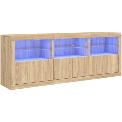 Sideboard with LED Lights Sonoma Oak 181.5x37x67 cm vidaXL