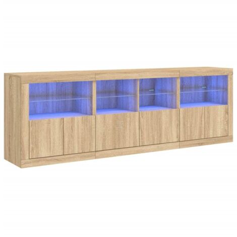 Sideboard with LED Lights Sonoma Oak 202x37x67 cm vidaXL